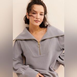 Varley Light Gray Sweatshirt Vine Half-Zip Pullover